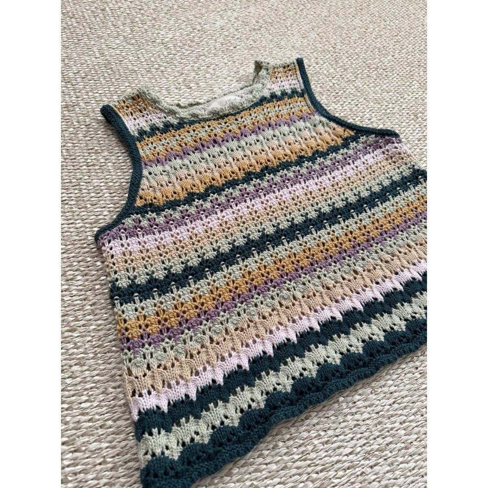 Boho Crochet Textured Granny Sweater Vest. Cottagecore Festival Country Western